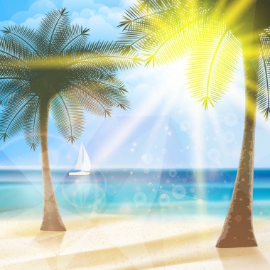 deniz görünümü poster ve geometrik şekiller.