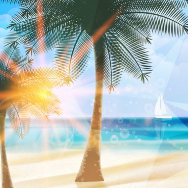 deniz görünümü poster ve geometrik şekiller.