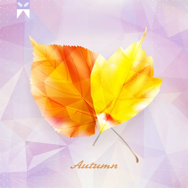 Autumnal leaf background made of triangles. — Stock Vector