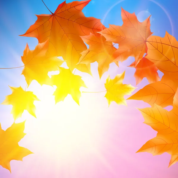 青い空のまぶしさと繊細な秋の太陽. — ストックベクタ