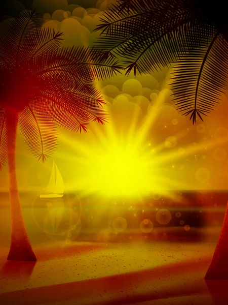 Coucher de soleil sur la plage de la mer . — Image vectorielle