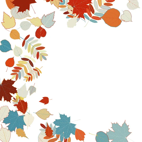 Autumn leaves falling and spinning on white. — Stock Vector