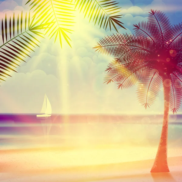 Affiche vintage de plage tropicale . — Image vectorielle