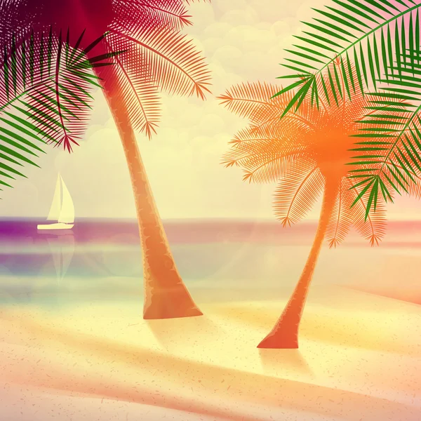 Cartaz vintage de praia tropical . — Vetor de Stock