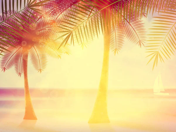 熱帯のビーチのビンテージ ポスター. — ストックベクタ