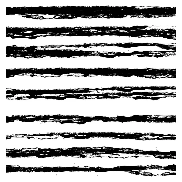 Set of Black brush strokes. — Stock Vector