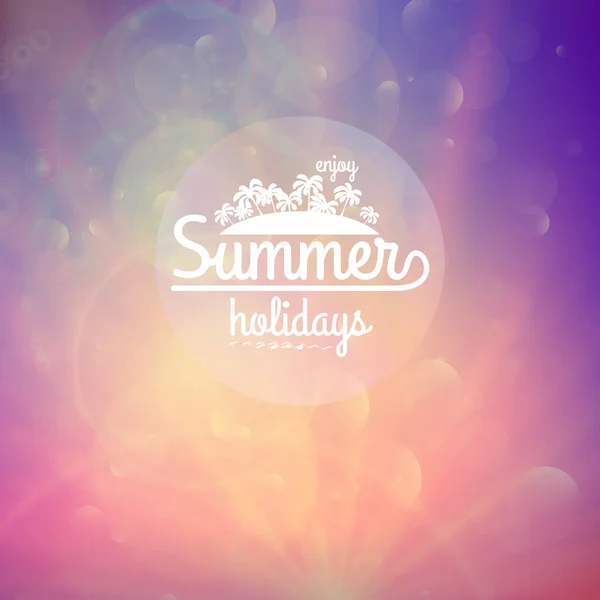 Puesta de sol de vacaciones de verano con luces desenfocadas . — Vector de stock