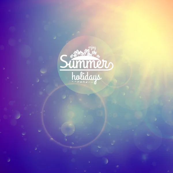 Vacances d'été coucher de soleil avec des lumières déconcentrées . — Image vectorielle