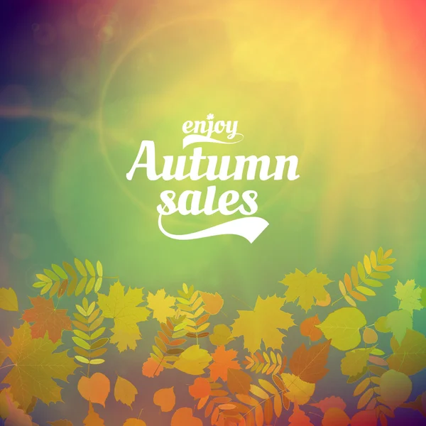 Vente automne réaliste Feuilles typographie affiche . — Image vectorielle