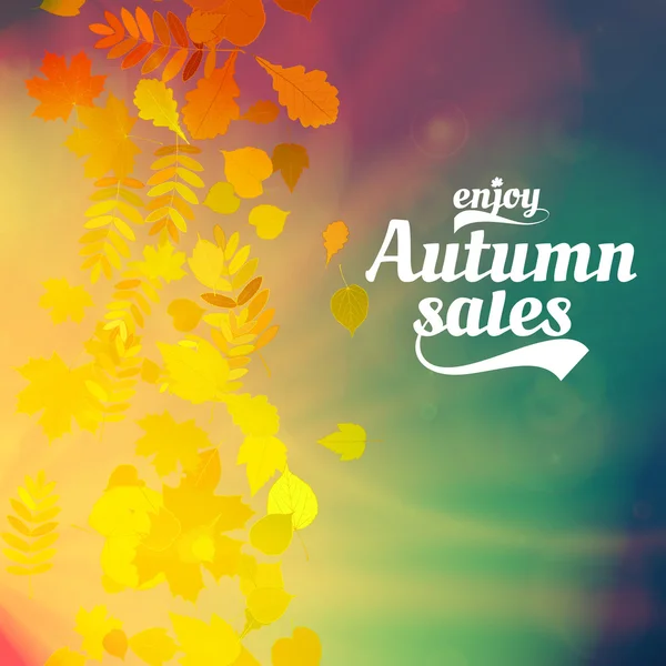 Vente automne réaliste Feuilles typographie affiche . — Image vectorielle