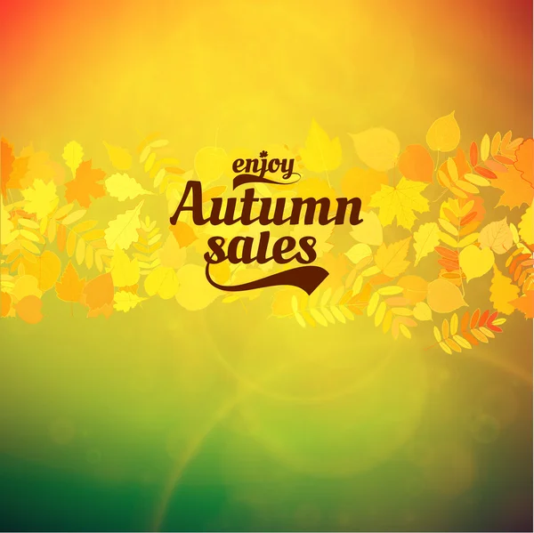 Vente automne réaliste Feuilles typographie affiche . — Image vectorielle