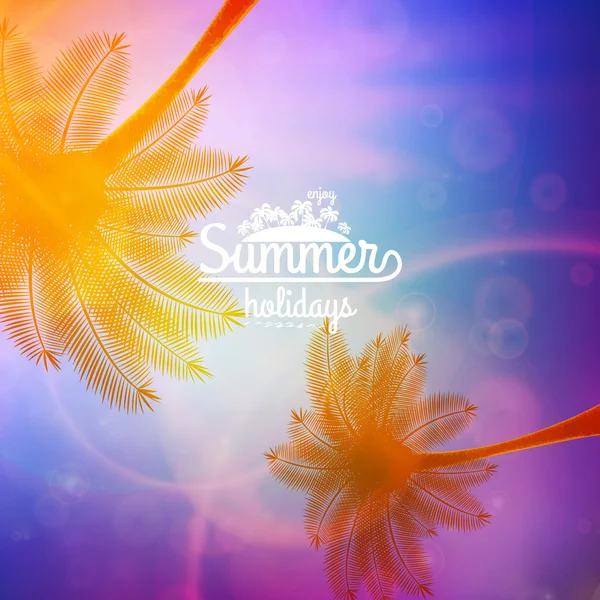 Palmier Coucher de soleil typographie affiche . — Image vectorielle