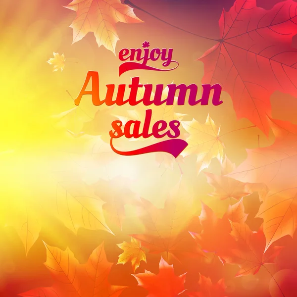Herbst Verkauf realistische Blätter Typografie Plakat. — Stockvektor