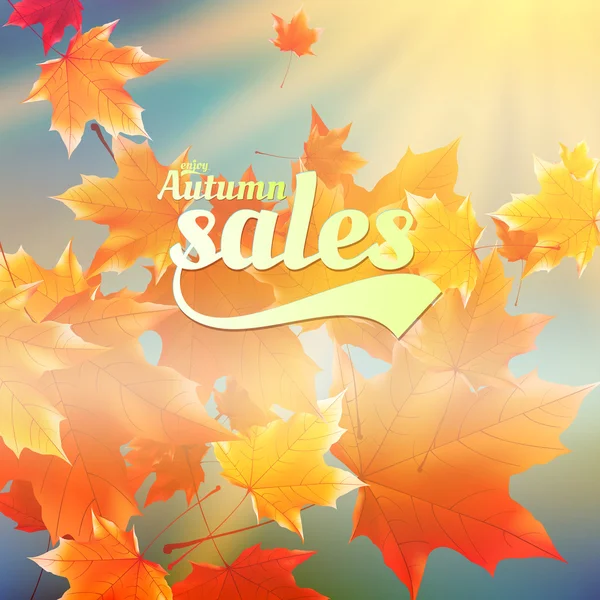 Autumn sale realistic Leaves typography poster. — Stock Vector
