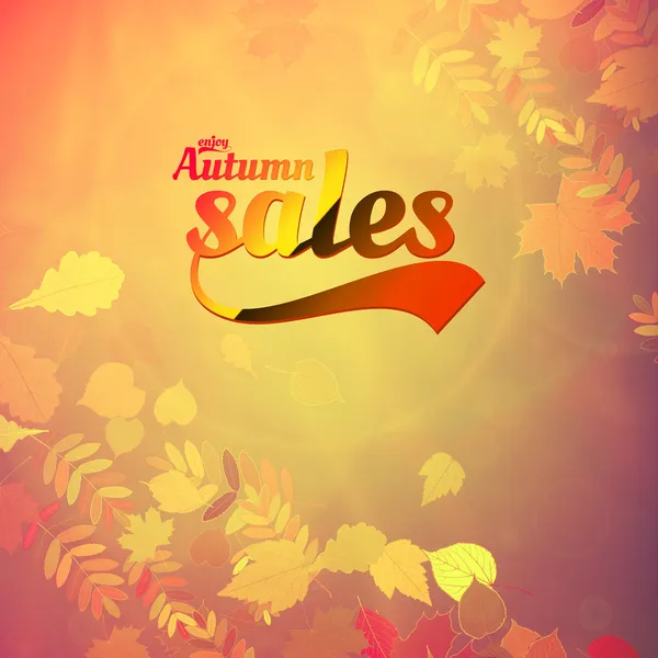 Autumn sale realistic Leaves typography poster. — Stock Vector