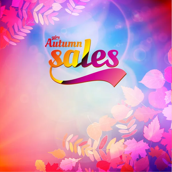 Autumn sale realistic Leaves typography poster. — Stock Vector