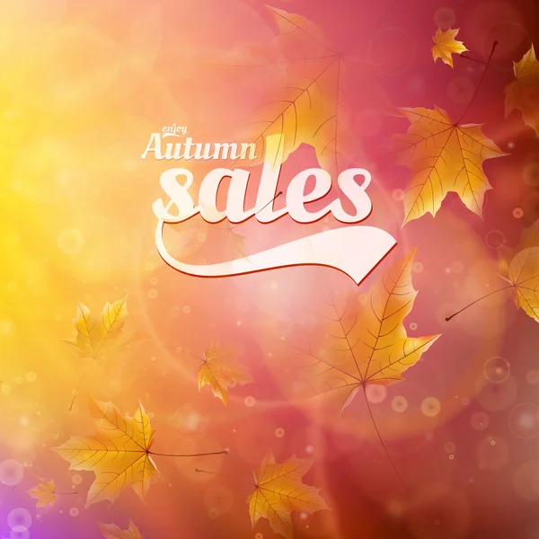 Autumn sale realistic Leaves typography poster. — Stock Vector