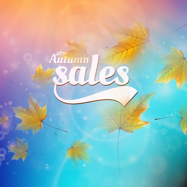 Autumn sale realistic Leaves typography poster. — Stock Vector