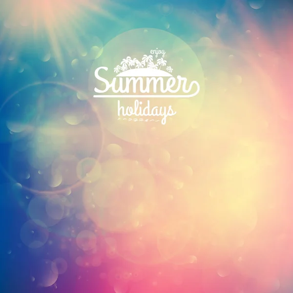 Summer holidays sunset with defocused lights. — Stock Vector