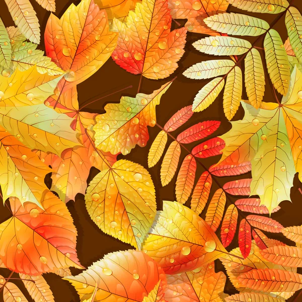 Swatch pronto dettagliate foglie bagnate senza soluzione di continuità . — Vettoriale Stock