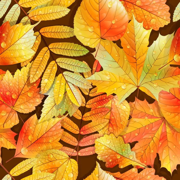 Swatch prêt feuilles humides sans couture détaillées . — Image vectorielle