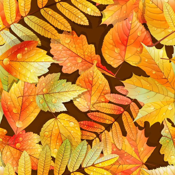 Swatch pronto dettagliate foglie bagnate senza soluzione di continuità . — Vettoriale Stock