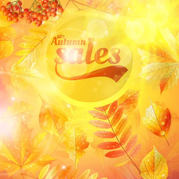 秋のセール秋の黄色の葉の自然の背景. ストックイラスト