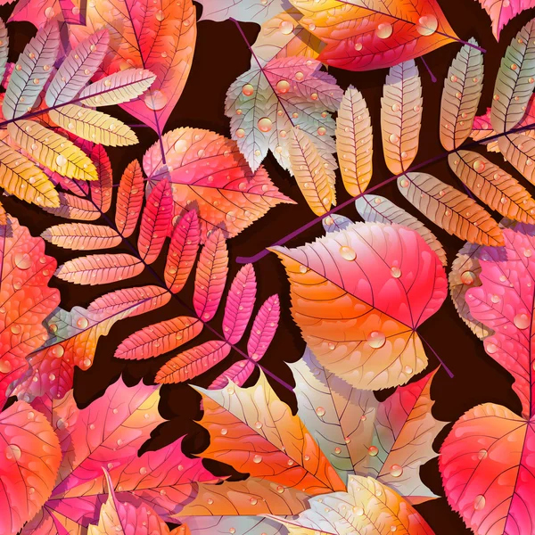 Swatch prêt feuilles humides sans couture détaillées . — Image vectorielle