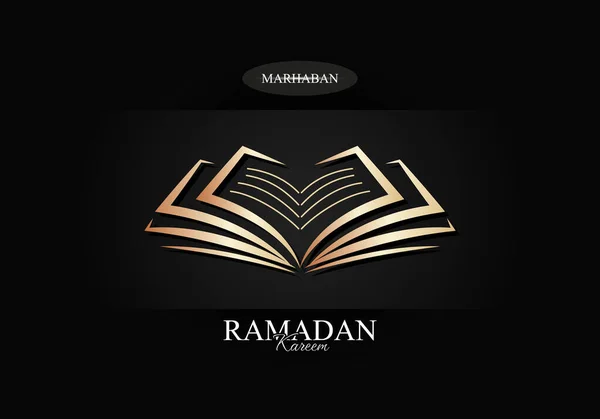 Kuran Kitabı Akşamlar Ramazan Kareem Ayını Selamlıyoruz Altın Rengi — Stok Vektör
