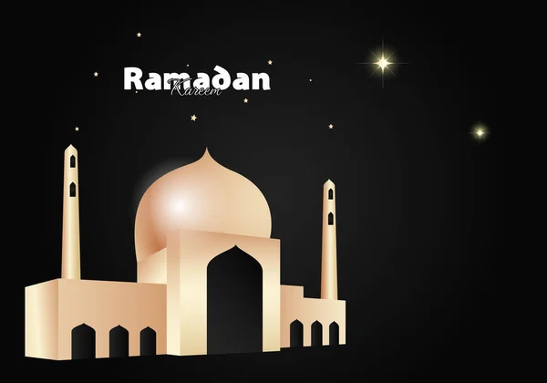 Illustration Der Moschee Und Des Mondes Nachts Leuchtet Willkommen Ramadan — Stockvektor