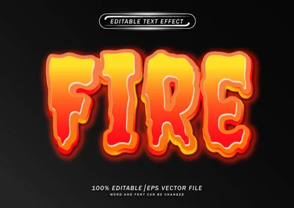 Fuego Efecto Editable Texto — Vector de stock