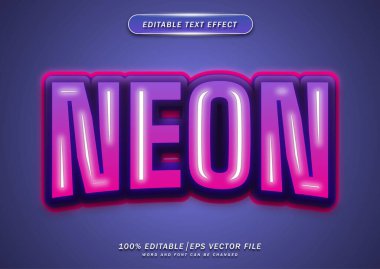 3d neon metin biçimi düzenlenebilir efekti