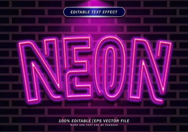 Efecto Texto Editable Neón — Vector de stock