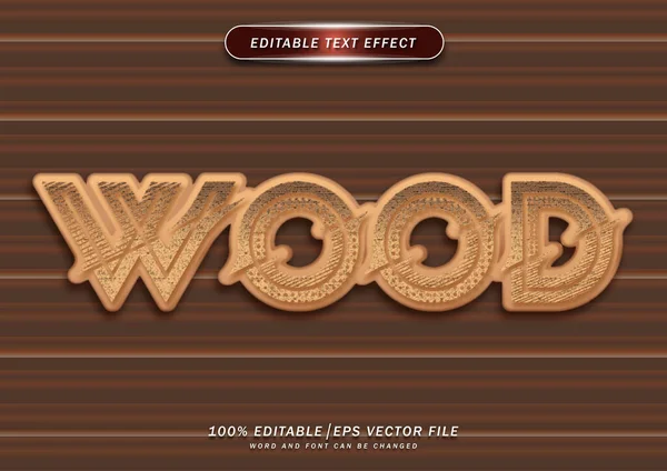 Madera Con Textura Efecto Texto Editable — Vector de stock