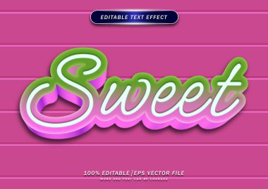 Renkli tatlı metin düzenlenebilir efekti