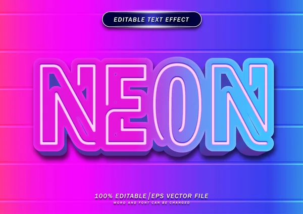 Rosa Och Blå Neon Text Redigerbar Effekt — Stock vektor
