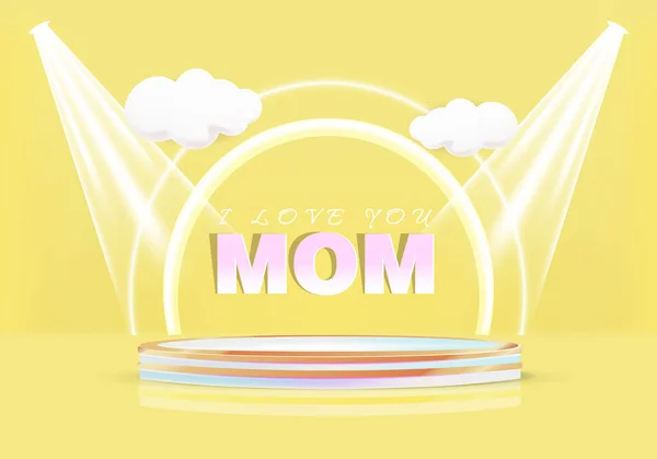 Boyutlu Süslemeli Sarı Pankart Anneler Günü Için Uygun — Stok Vektör