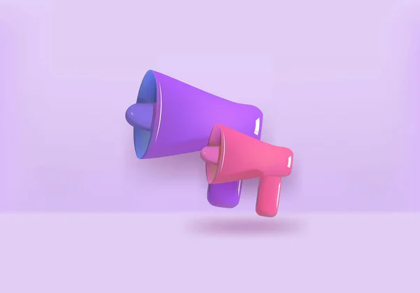 Megaphone Loudspeaker Dalam Gaya Kartun Lucu Yang Realistis Ilustrasi Vektor - Stok Vektor