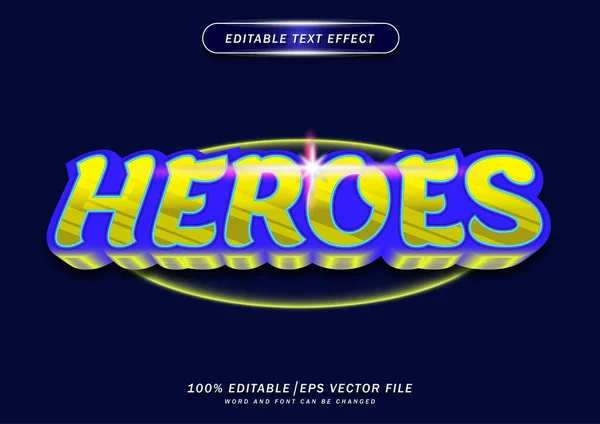 Efecto Texto Héroes Coloridos Estilo Editable — Vector de stock