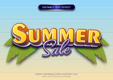 Yaz satışı metin efekti ve gradyan arka plan. düzenlenebilir metin biçimi 