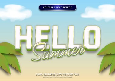 Merhaba yaz efektleri şablonu ve plaj geçmişi. Logolar, sosyal medya ve afişler için elverişli.