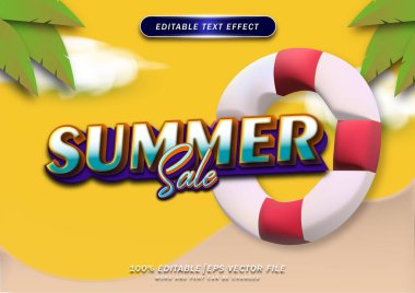 Yaz indirimi metin efektleri şablonu. Logolar, sosyal medya ve afişler için elverişli.