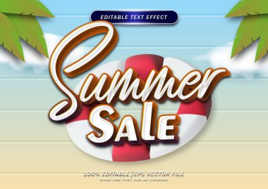 Yaz indirimi metin efektleri şablonu. Logolar, sosyal medya ve afişler için elverişli.