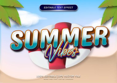 Yaz titreşimleri, plaj geçmişi olan bir mesaj efekti şablonu. Logolar, sosyal medya ve afişler için elverişli.