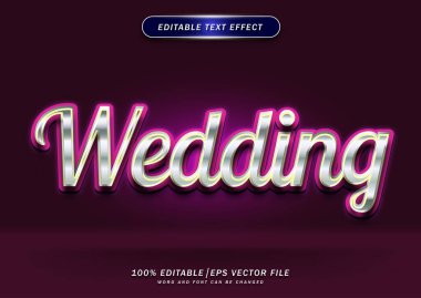 Lüks gümüş tipografi düğün metni düzenlenebilir etkisi