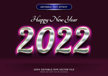 Gümüş mutlu yıllar 2022 metin düzenleme efekti