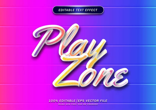Efecto Editable Texto Zona Juego Colorido — Vector de stock