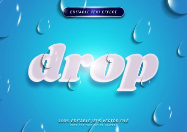 Suyun arka planında parlak damla metin düzenlenebilir etkisi