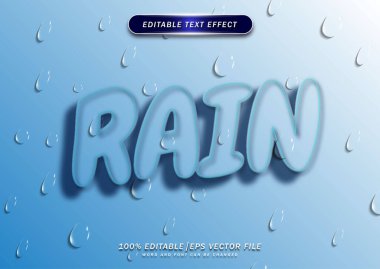 Su arkaplanlı mavi yağmur alfabesi metin düzenlenebilir efekti