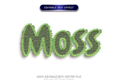 Duvar dokusu düzenlenebilir efektli yeşil yosun metni